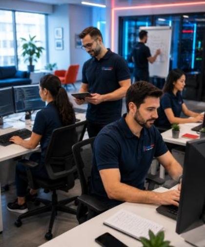 SupportNow team working at desks